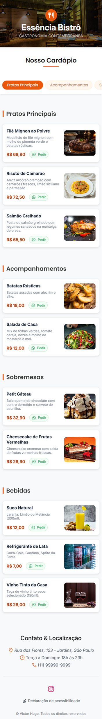 Cardápio Minimalista